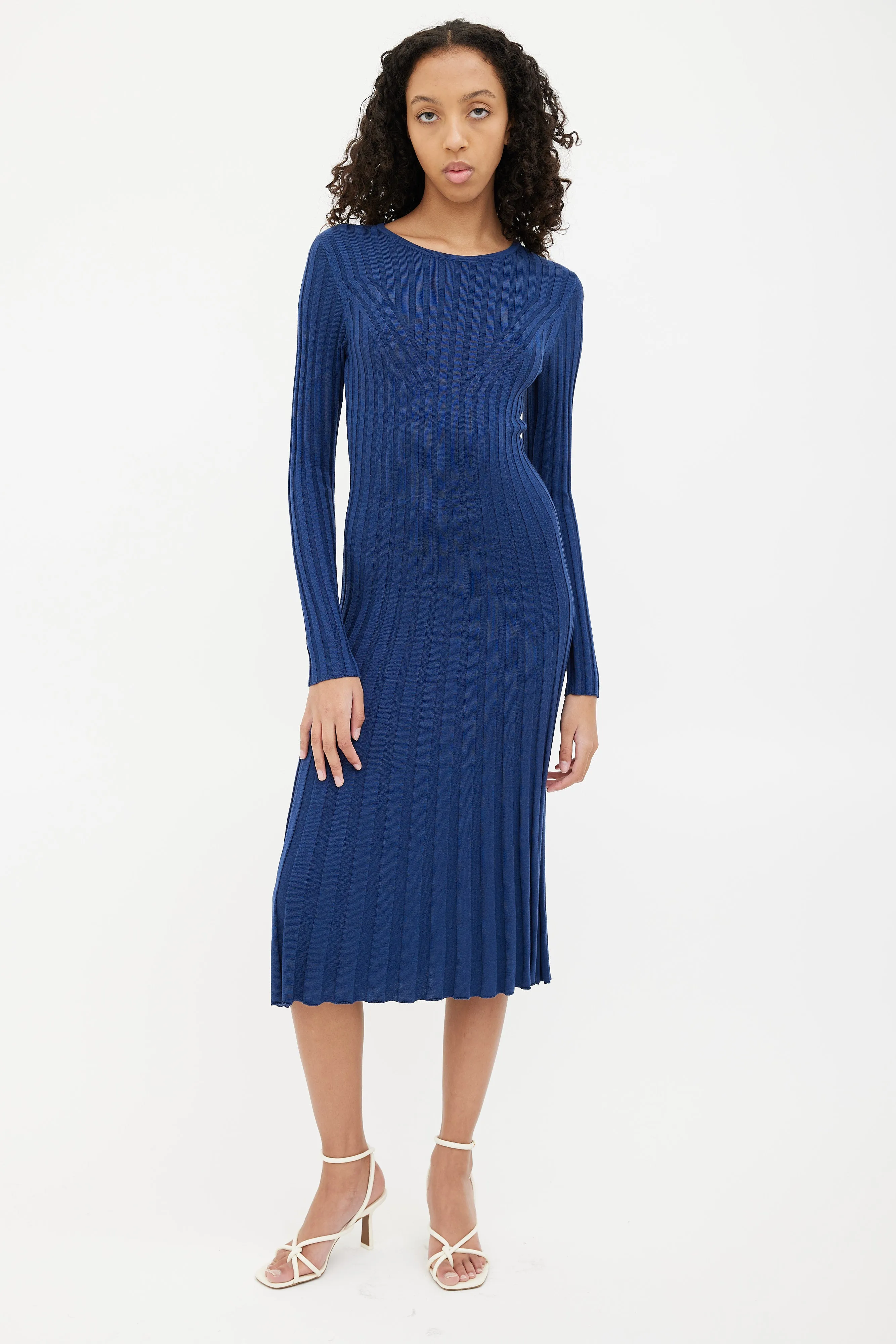 Navy Ribbed Bodycon Maxi Dress