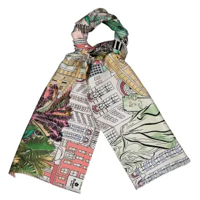 New York pink and beige tie scarf
