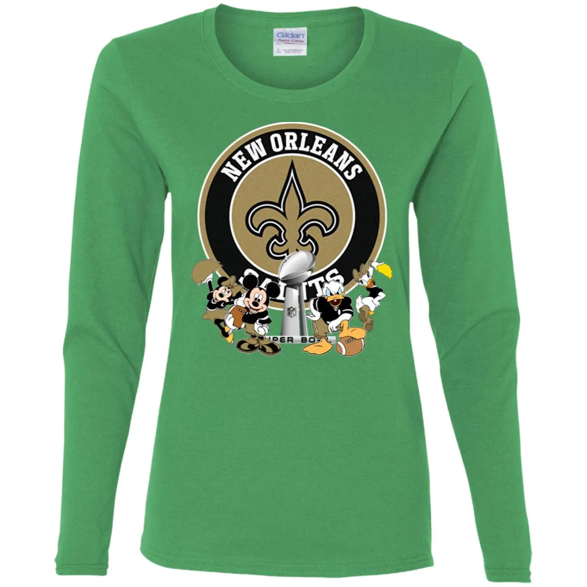 Nfl – New Orleans Saints Super Bowl 2019 Mickey Mouse Minnie Mouse Donald Duck Daisy Duck Football Women Long Sleeve Shirt