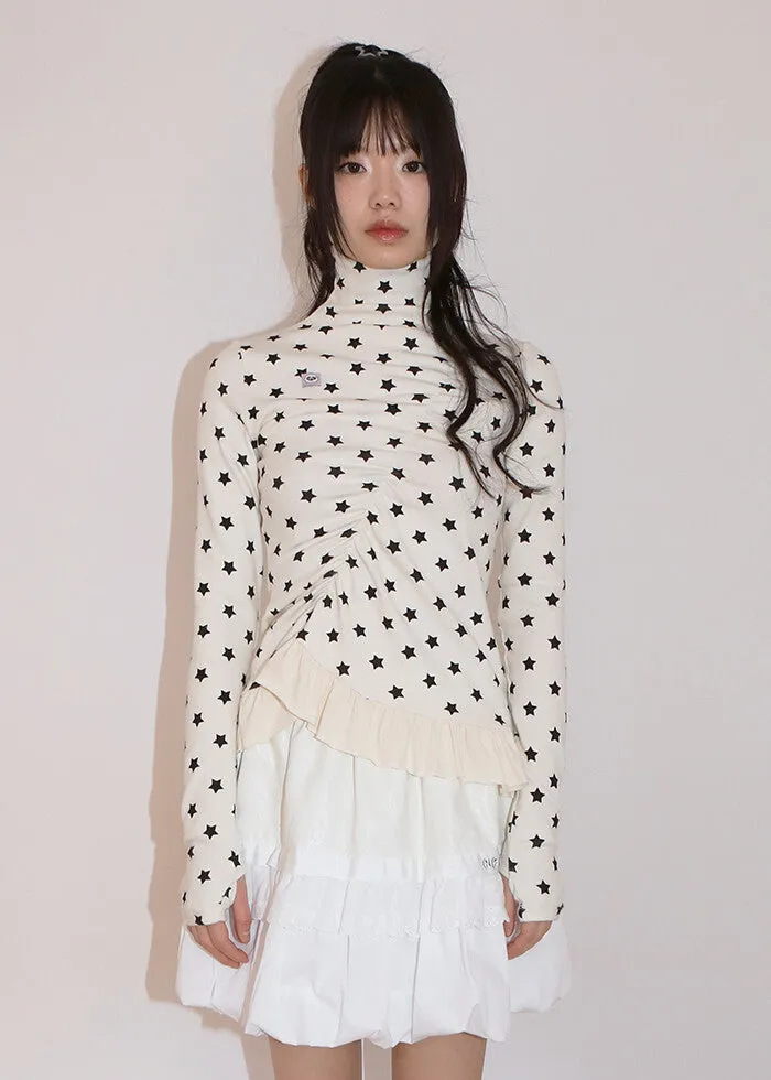 [NOFFICIALNOFFICE] FW 24 SHIRRING REVERSIBLE TURTLENECK TOP CREAM