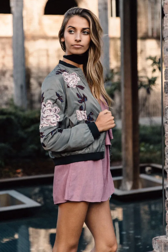 Peony Bomber Jacket Khaki