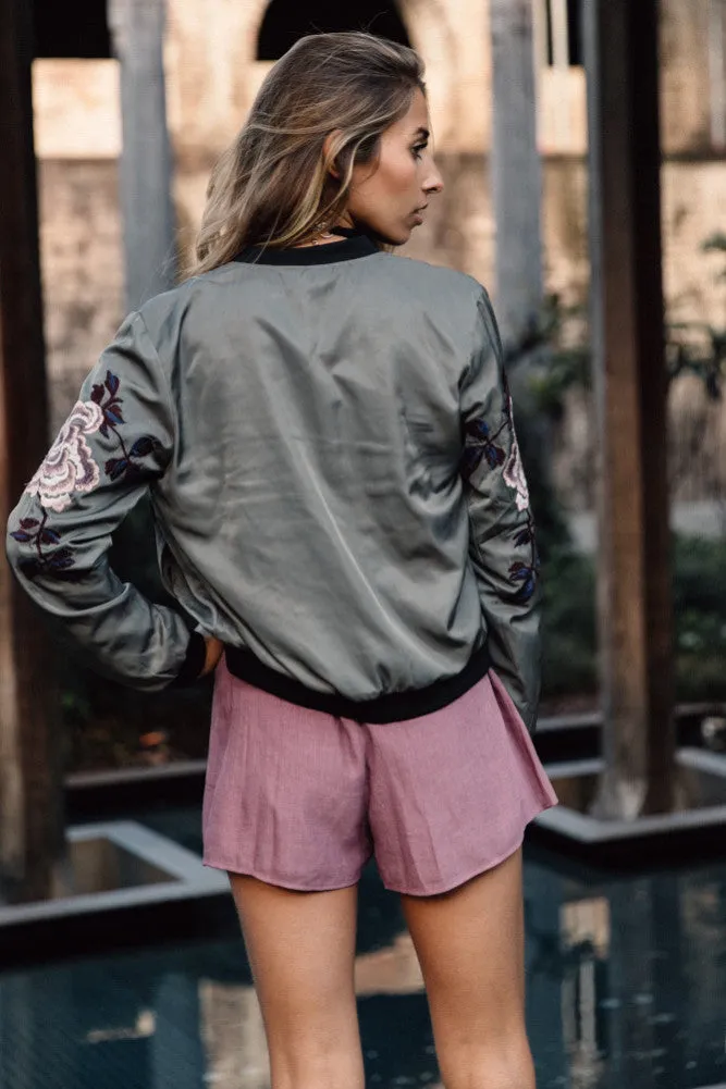 Peony Bomber Jacket Khaki
