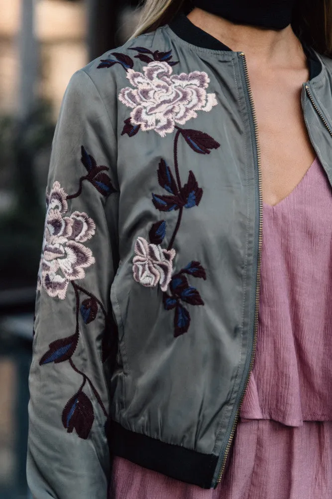 Peony Bomber Jacket Khaki