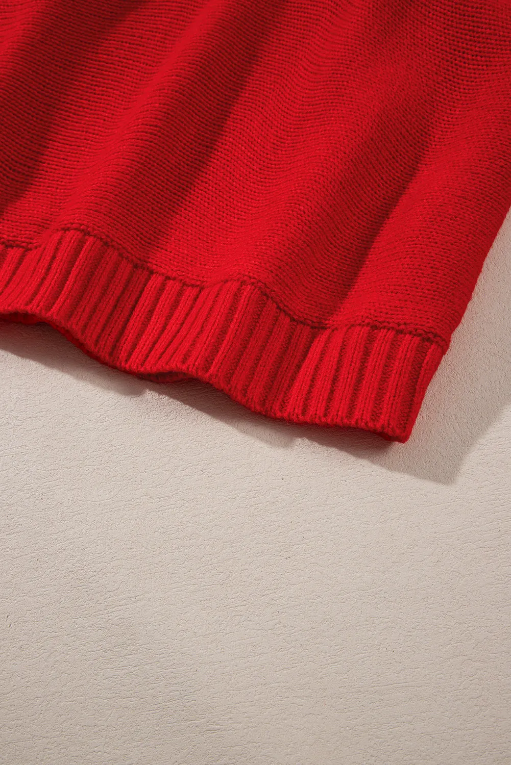 Racing Red Valentine LOVE Letter Embroidered High Neck Sweater