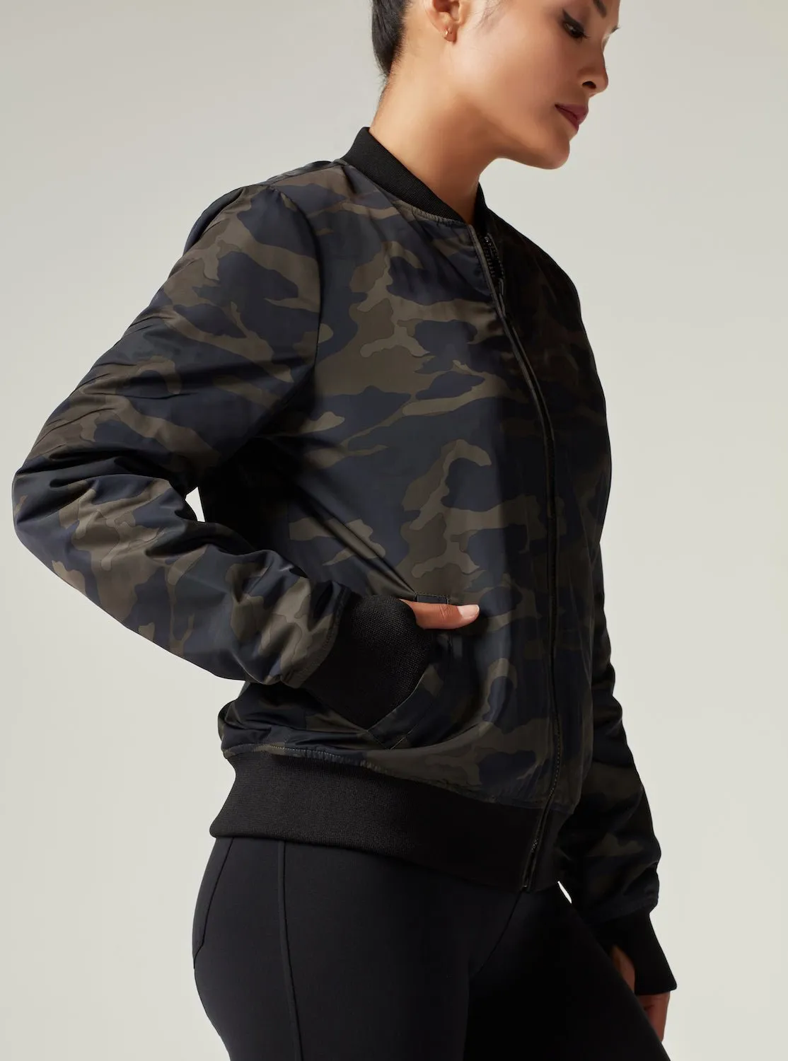 REVERSIBLE BOMBER JACKET Camo/Black - FINAL SALE
