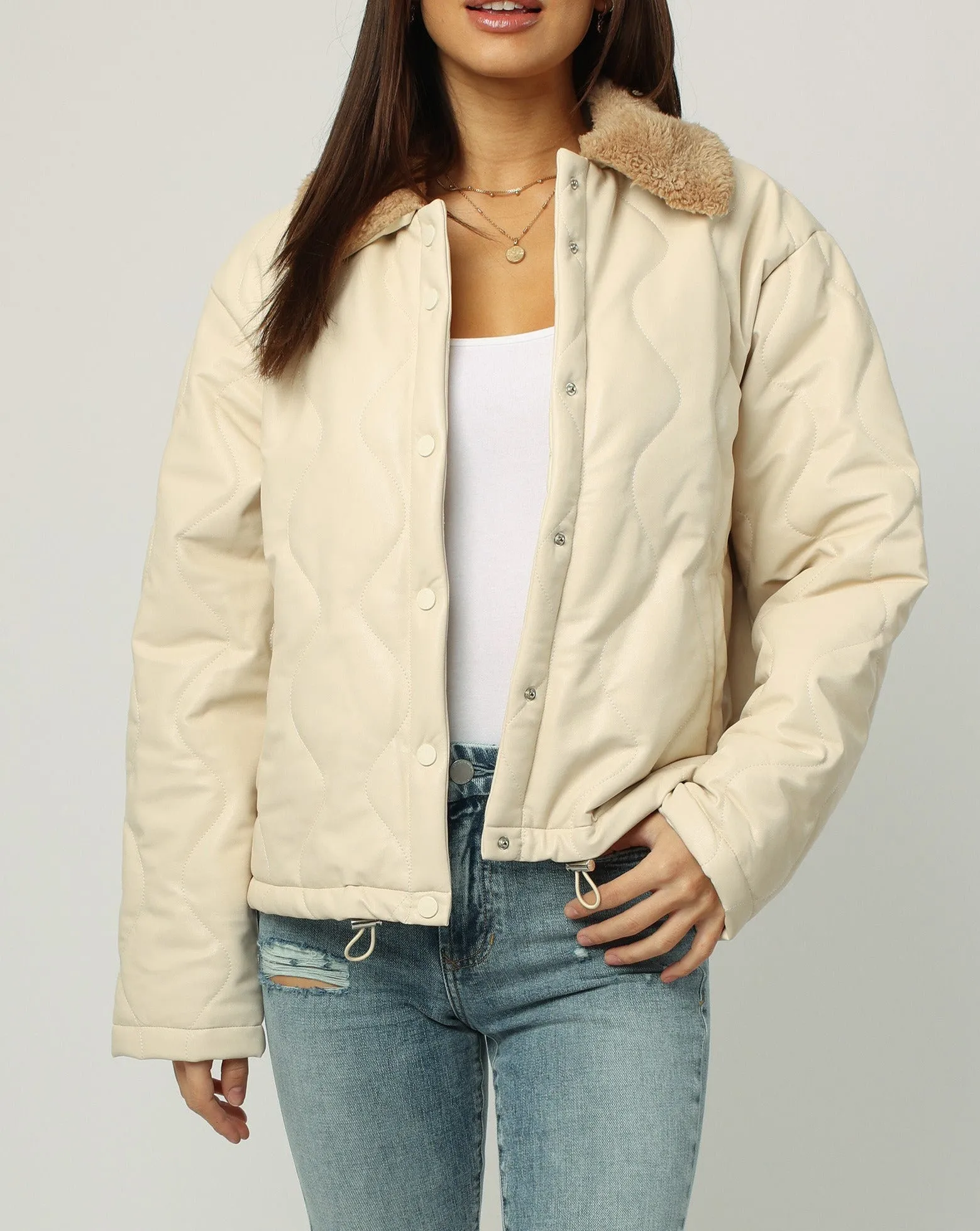 RIVER SHERPA COLLAR JACKET HONEY CREAM