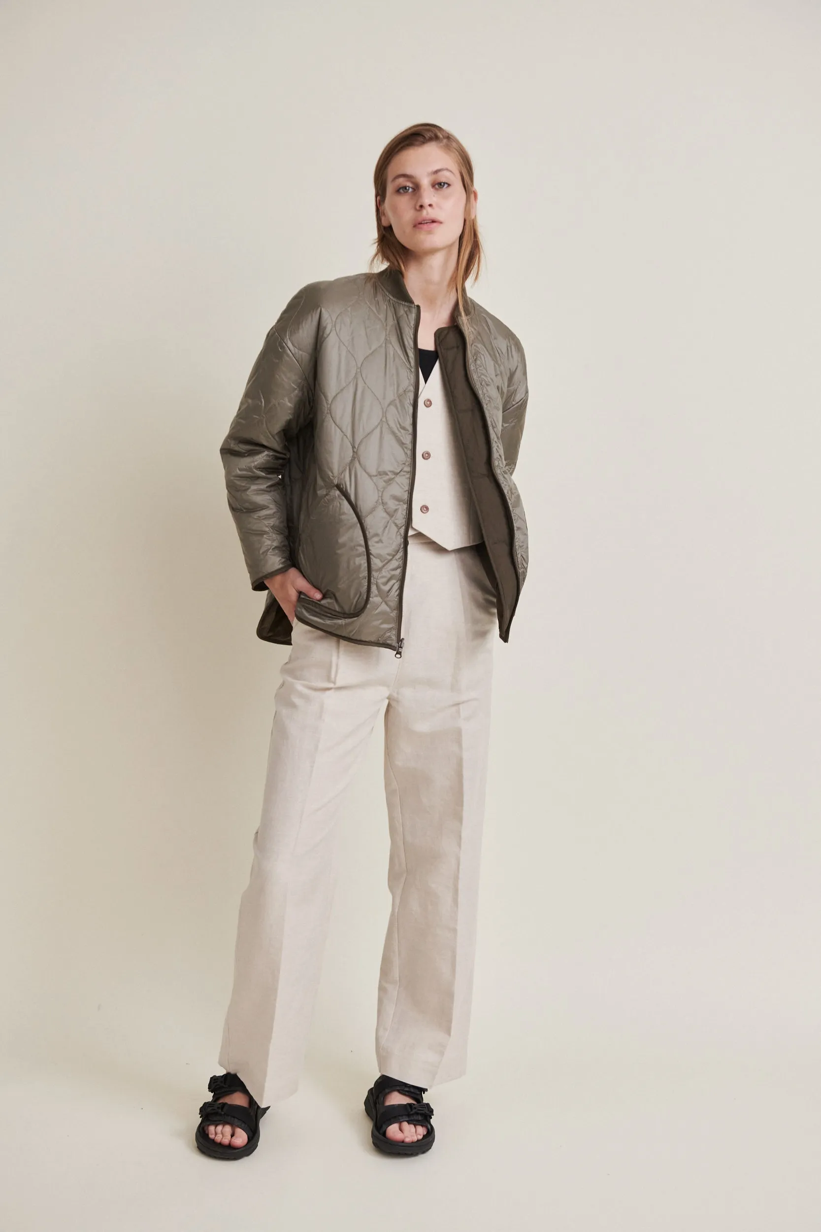 Ruby Loose Jacket - Tarmac /Vetiver