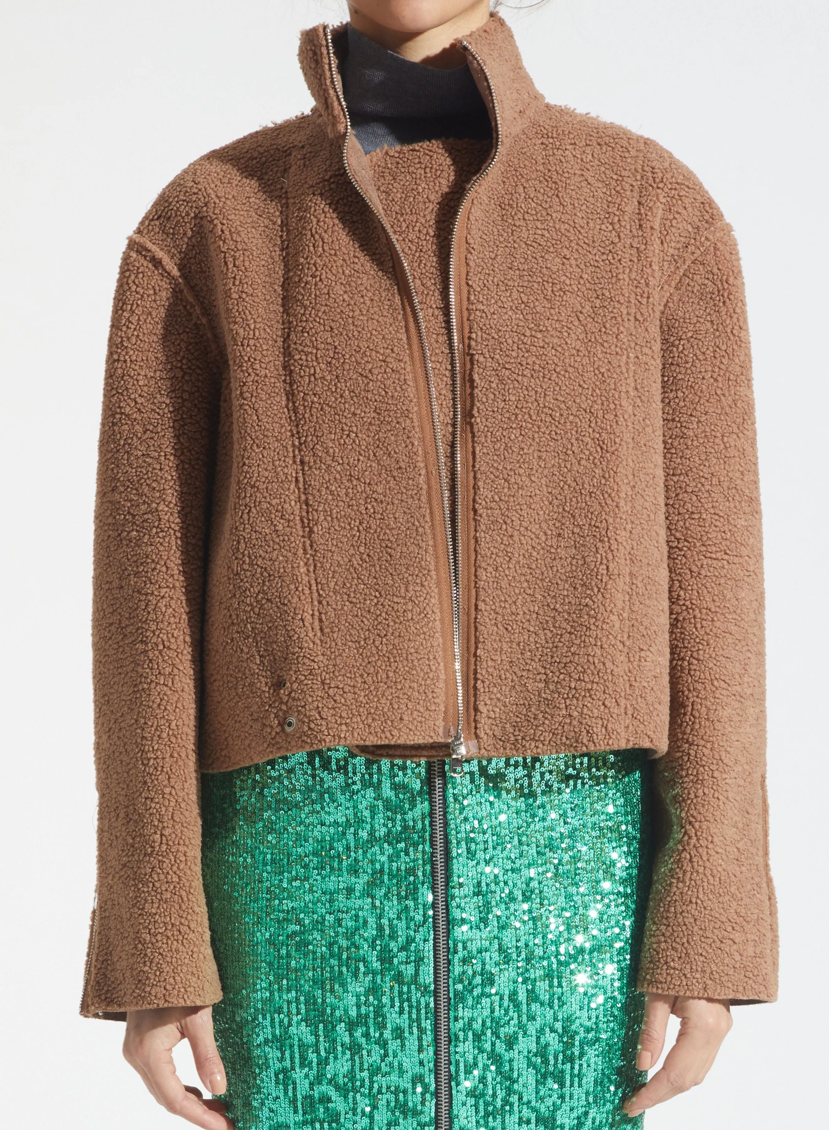 Saint Art New York - Phoebe Faux Sherpa Jacket in Camel