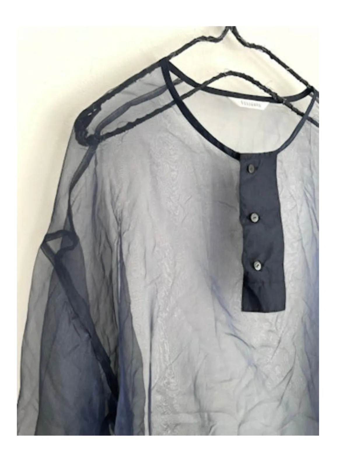 Silk Big Henley Neck Shirt