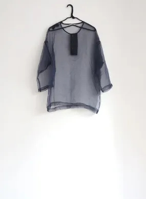 Silk Big Henley Neck Shirt