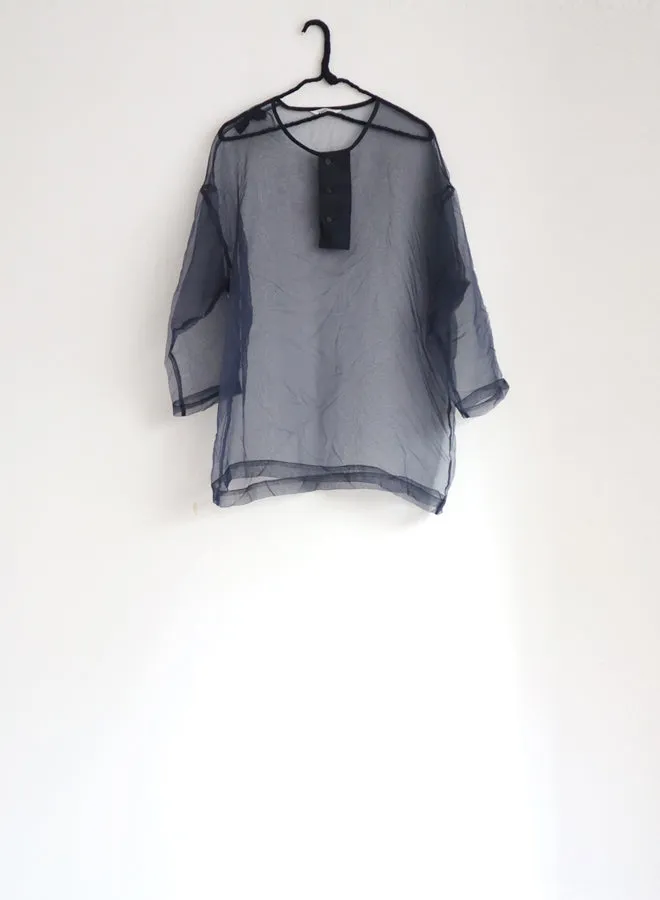 Silk Big Henley Neck Shirt