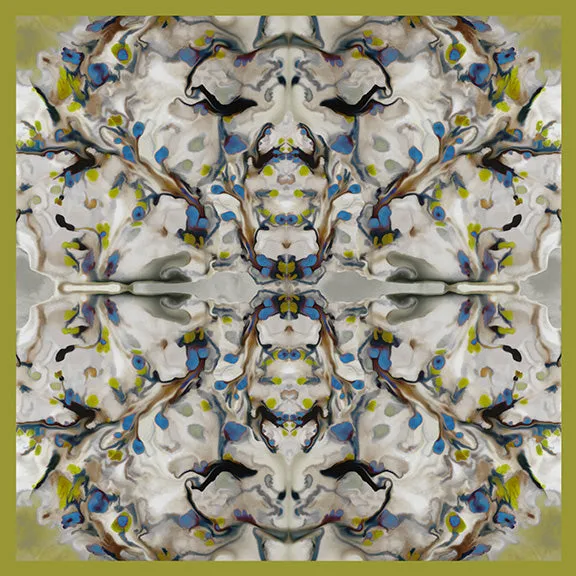Silk Carre´Abstract Floral Golden Lime - only 1 left!