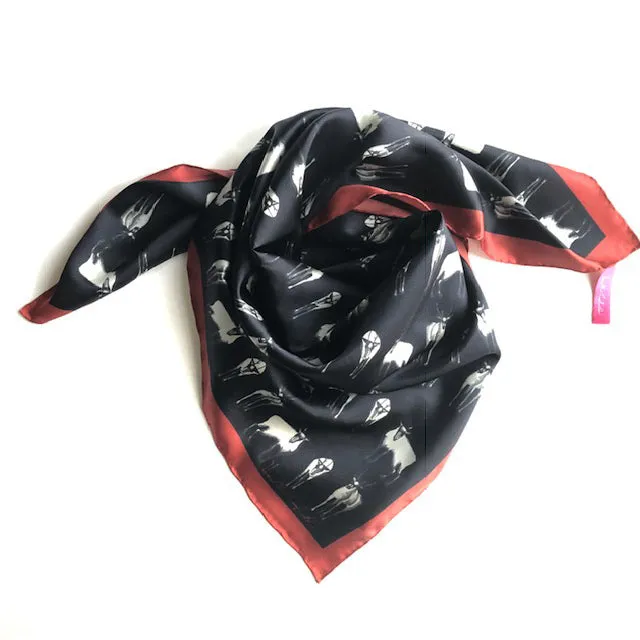 Silk Carre´Winter Animals Caribou Herd - Black
