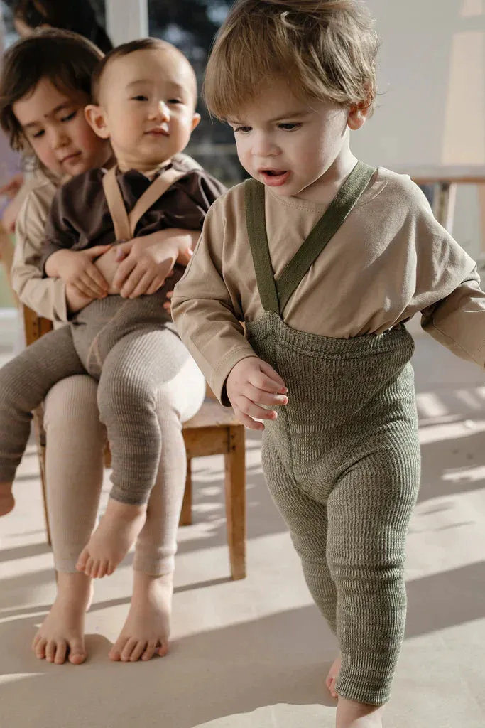 Silly Silas Tights Footless without feet | Creamy Olive