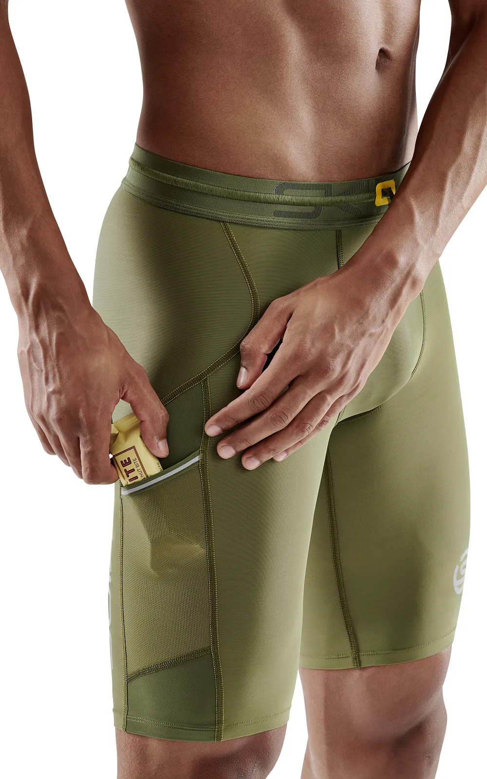 SKINS Men's Compression Half Tights 3-Series - Khaki