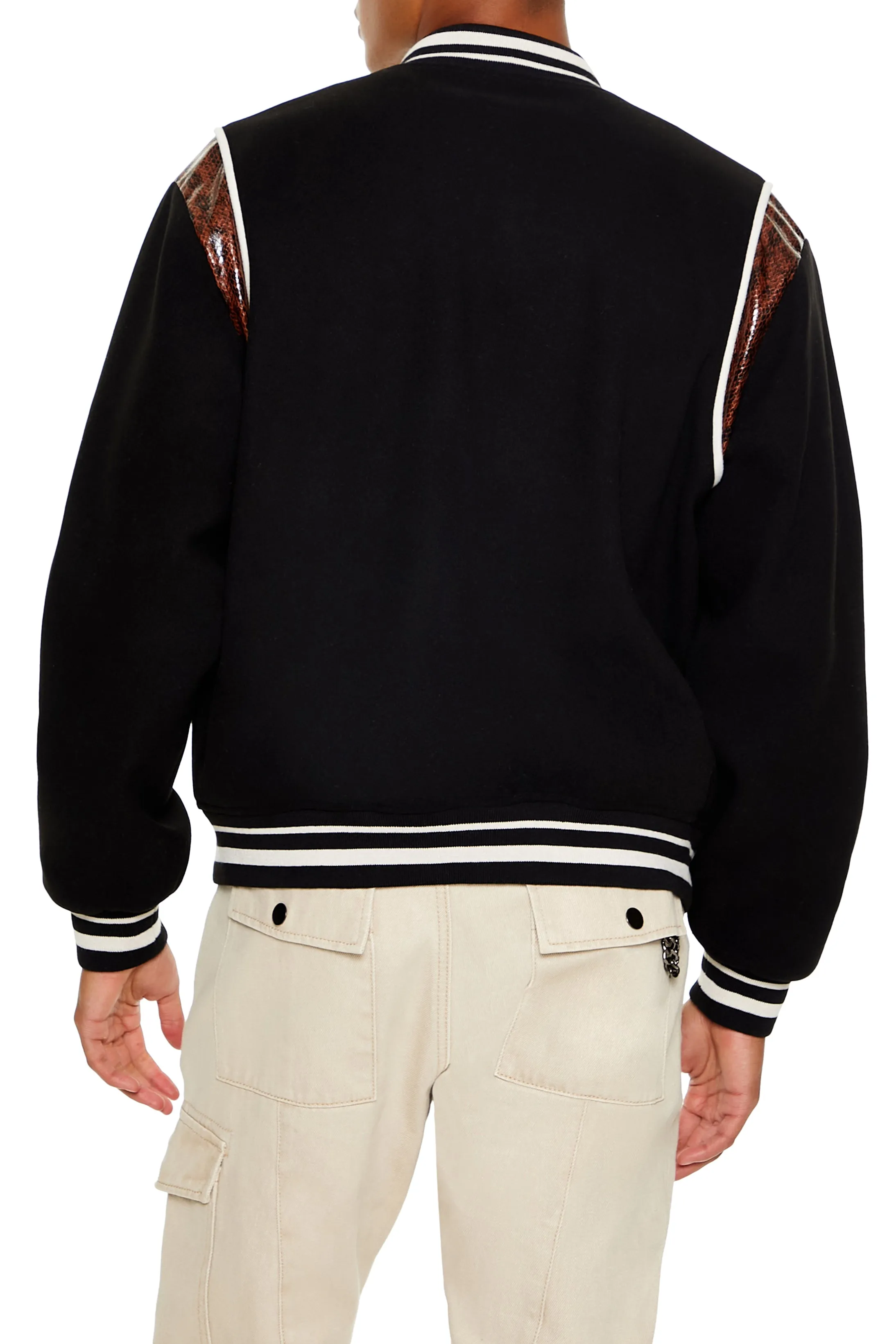 Snake Print Varsity Bomber Jacket