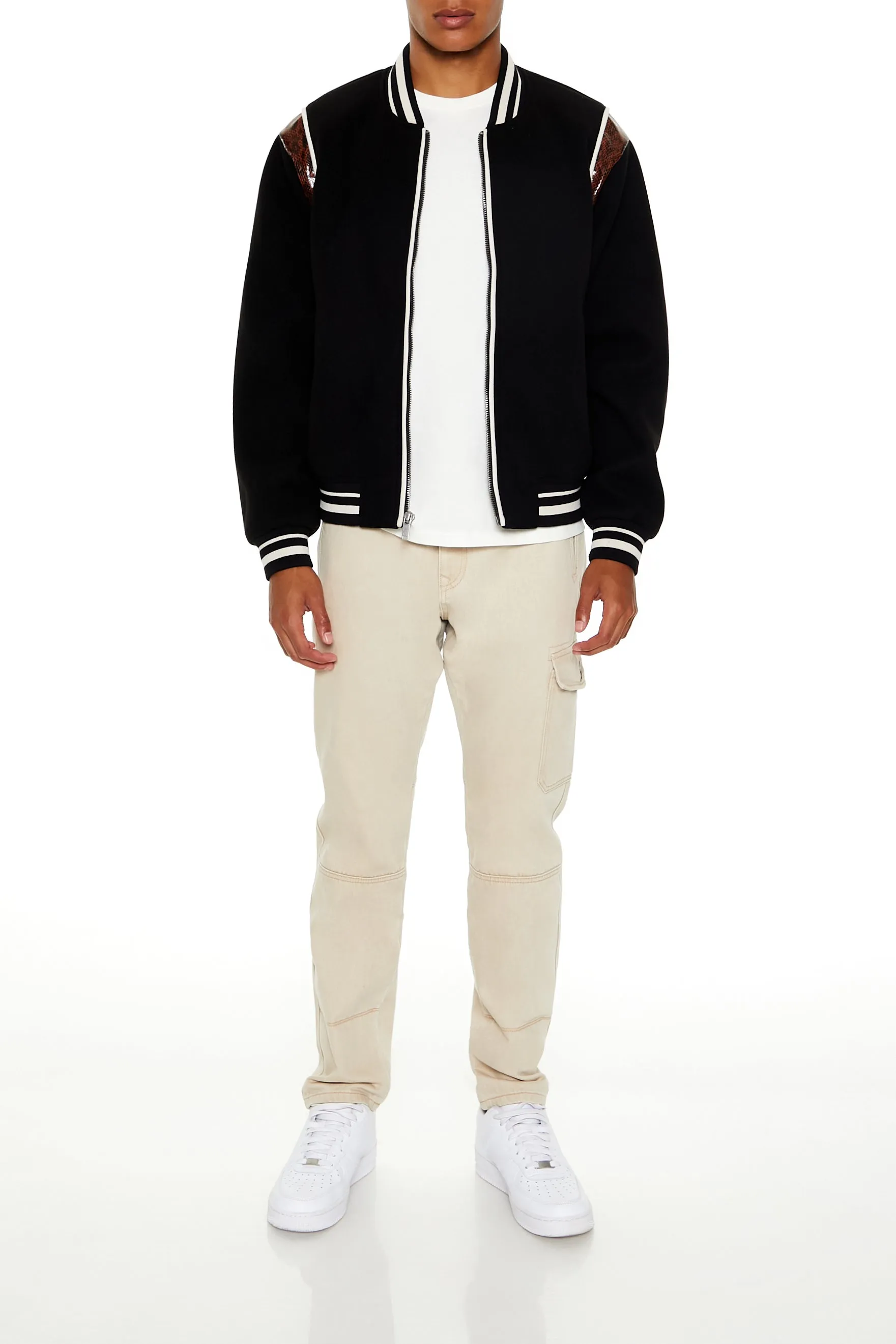 Snake Print Varsity Bomber Jacket