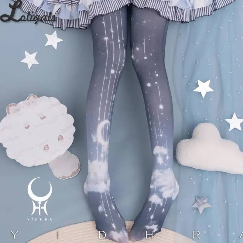 Sweet Spring/Summer Tights Cloud and Starry Night Printed Lolita Pantyhose