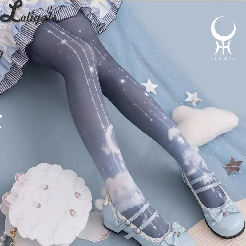 Sweet Spring/Summer Tights Cloud and Starry Night Printed Lolita Pantyhose