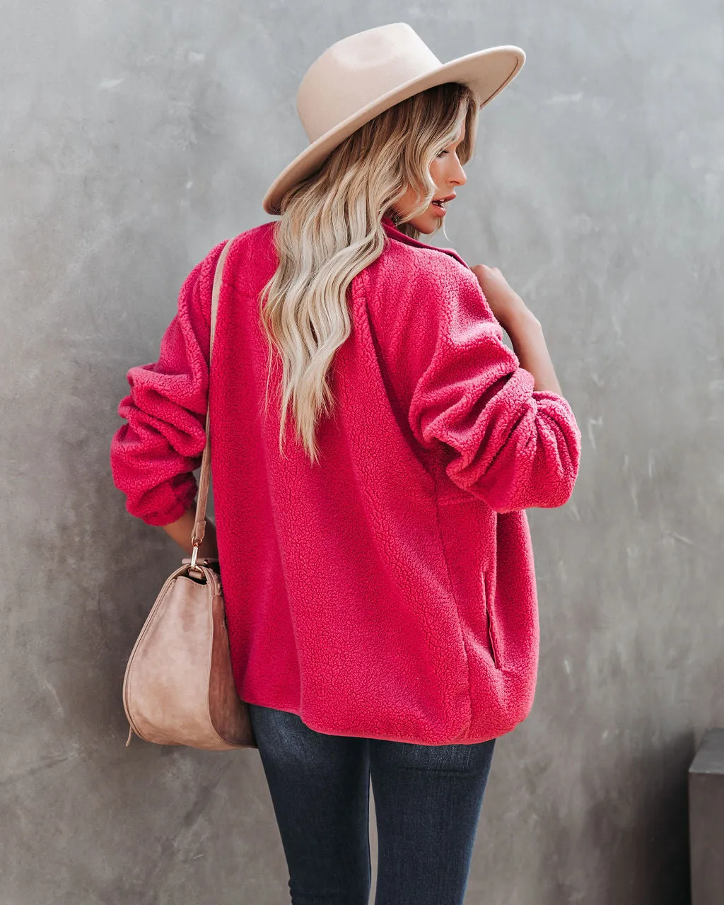 TastyHottie - Cabin Pocketed Fleece Jacket - Mulberry
