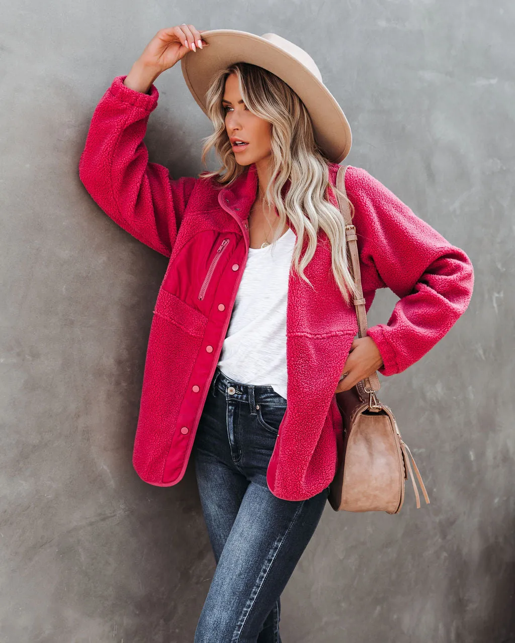 TastyHottie - Cabin Pocketed Fleece Jacket - Mulberry