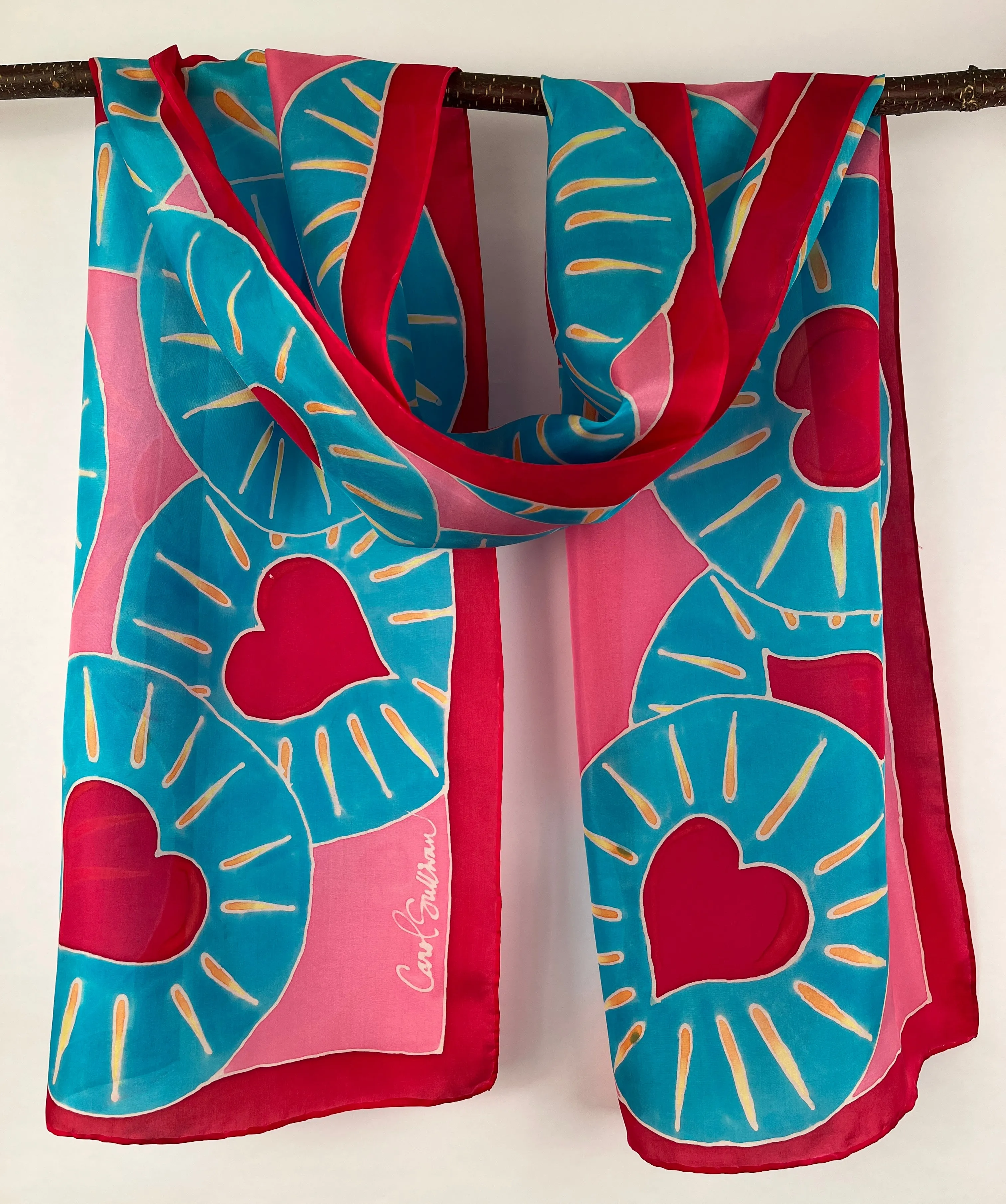 “The Love Card™ Scarf"- Hand-dyed Silk Scarf - $150