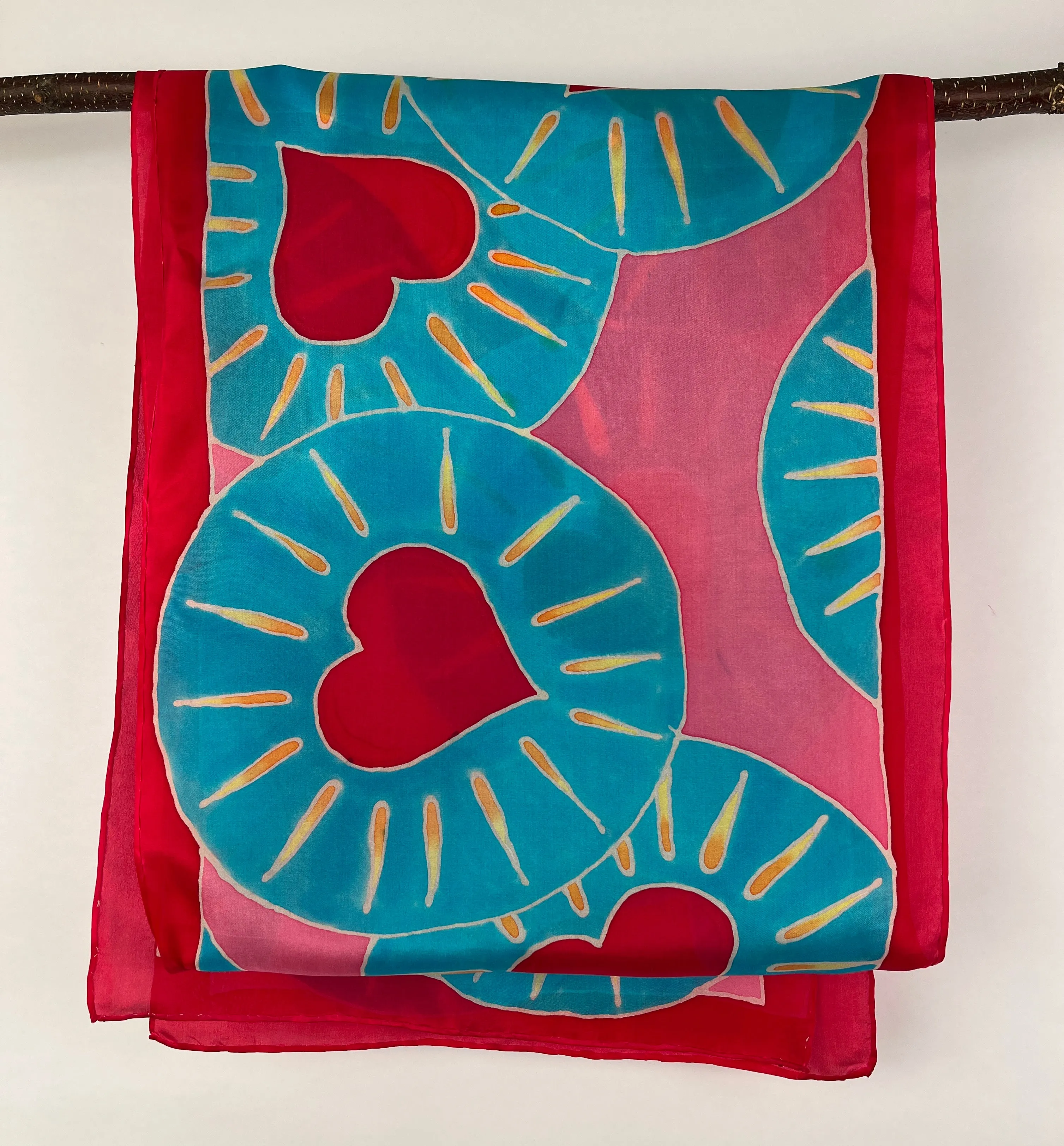 “The Love Card™ Scarf"- Hand-dyed Silk Scarf - $150