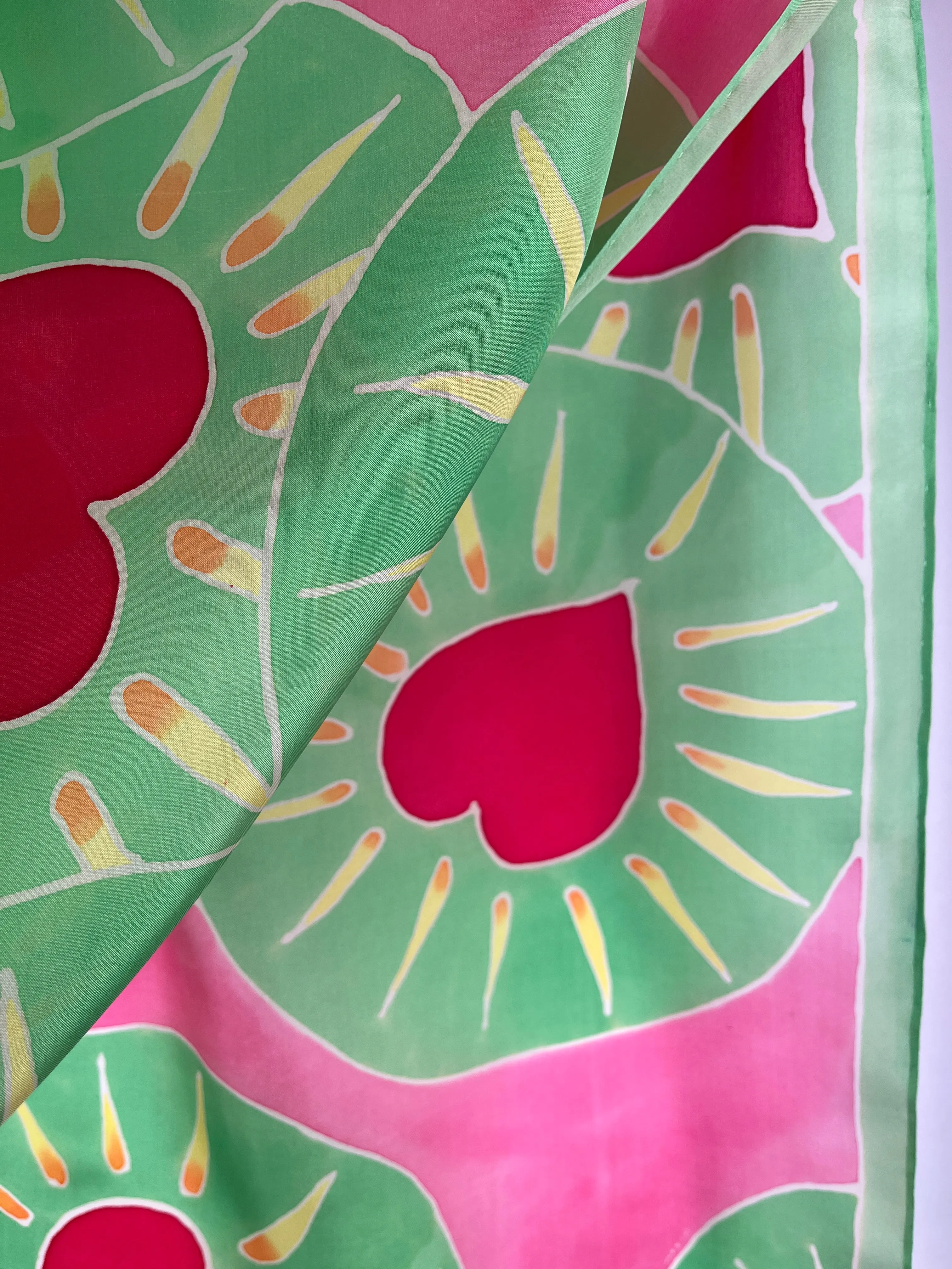“The Love Card™ Scarf"- Hand-dyed Silk Scarf - $150