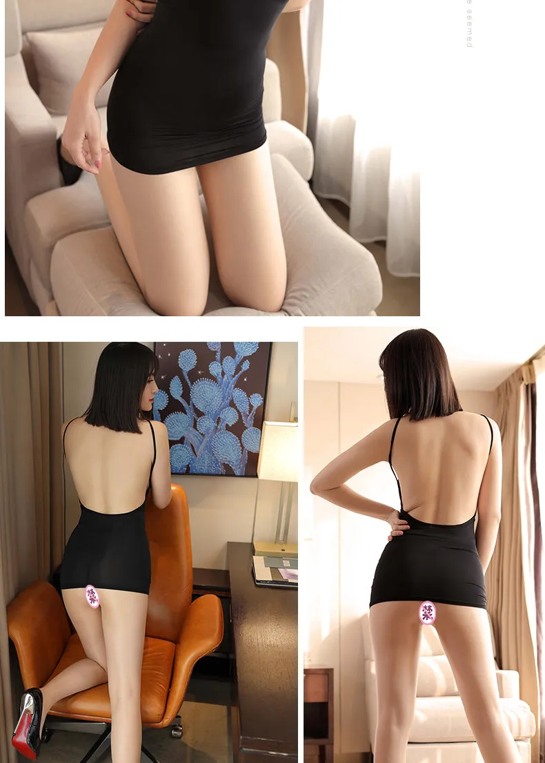 VenusFox See Through Ice Silk Sexy Woman Bodycon Party Dresses Backless Spaghetti Straps Clubwear Mini Dress Sexy Tight Wrap Soft Dress