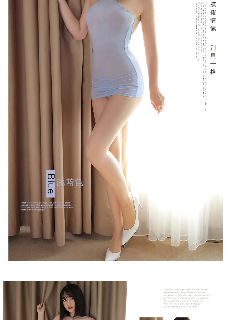 VenusFox See Through Ice Silk Sexy Woman Bodycon Party Dresses Backless Spaghetti Straps Clubwear Mini Dress Sexy Tight Wrap Soft Dress