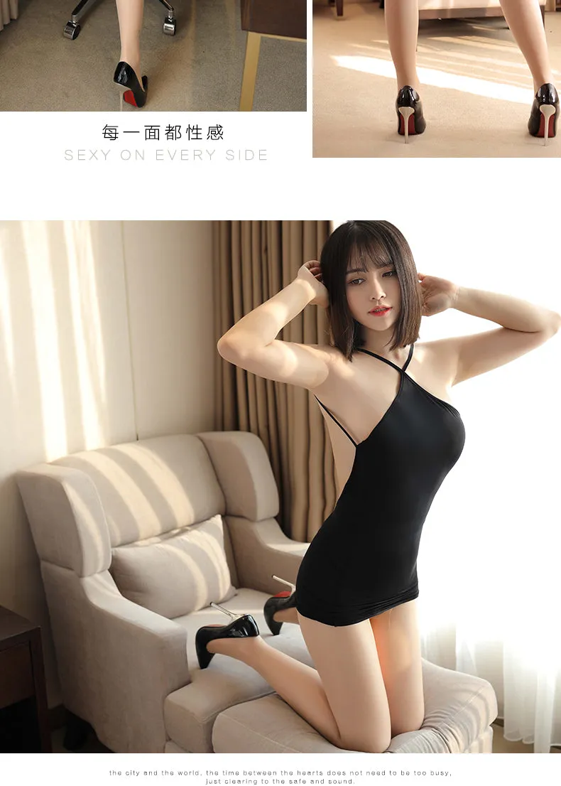 VenusFox See Through Ice Silk Sexy Woman Bodycon Party Dresses Backless Spaghetti Straps Clubwear Mini Dress Sexy Tight Wrap Soft Dress
