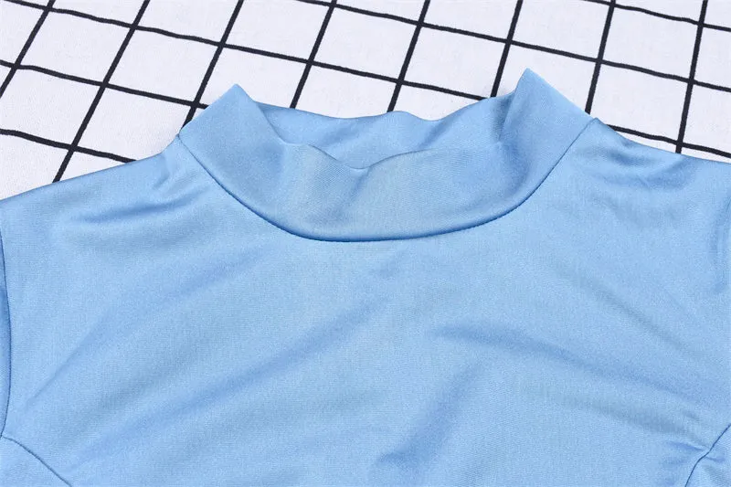 VenusFox women long sleeve high neck mini dress