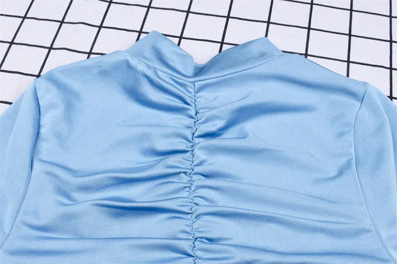 VenusFox women long sleeve high neck mini dress