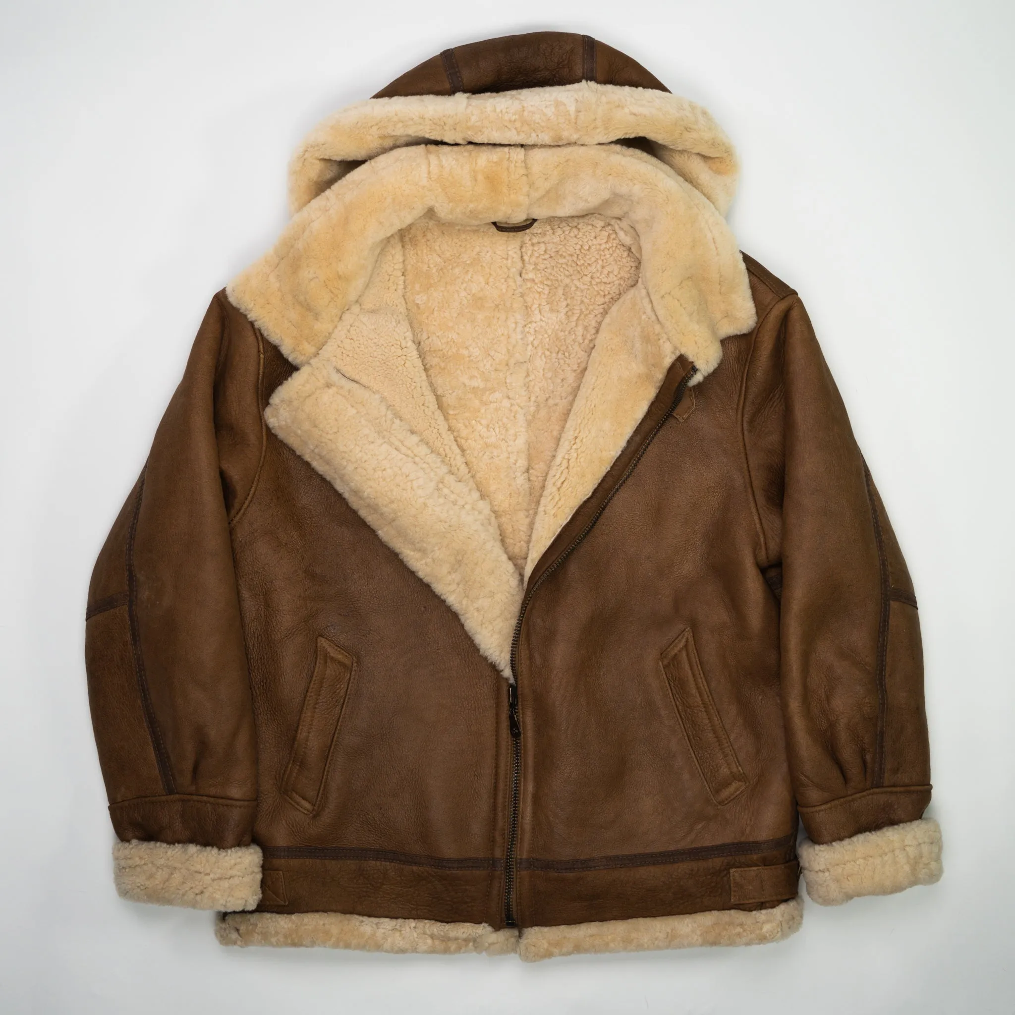 Vintage 90s Bod & Christensen Seude Leather Sherpa Pilot Jacket  (L/XL)