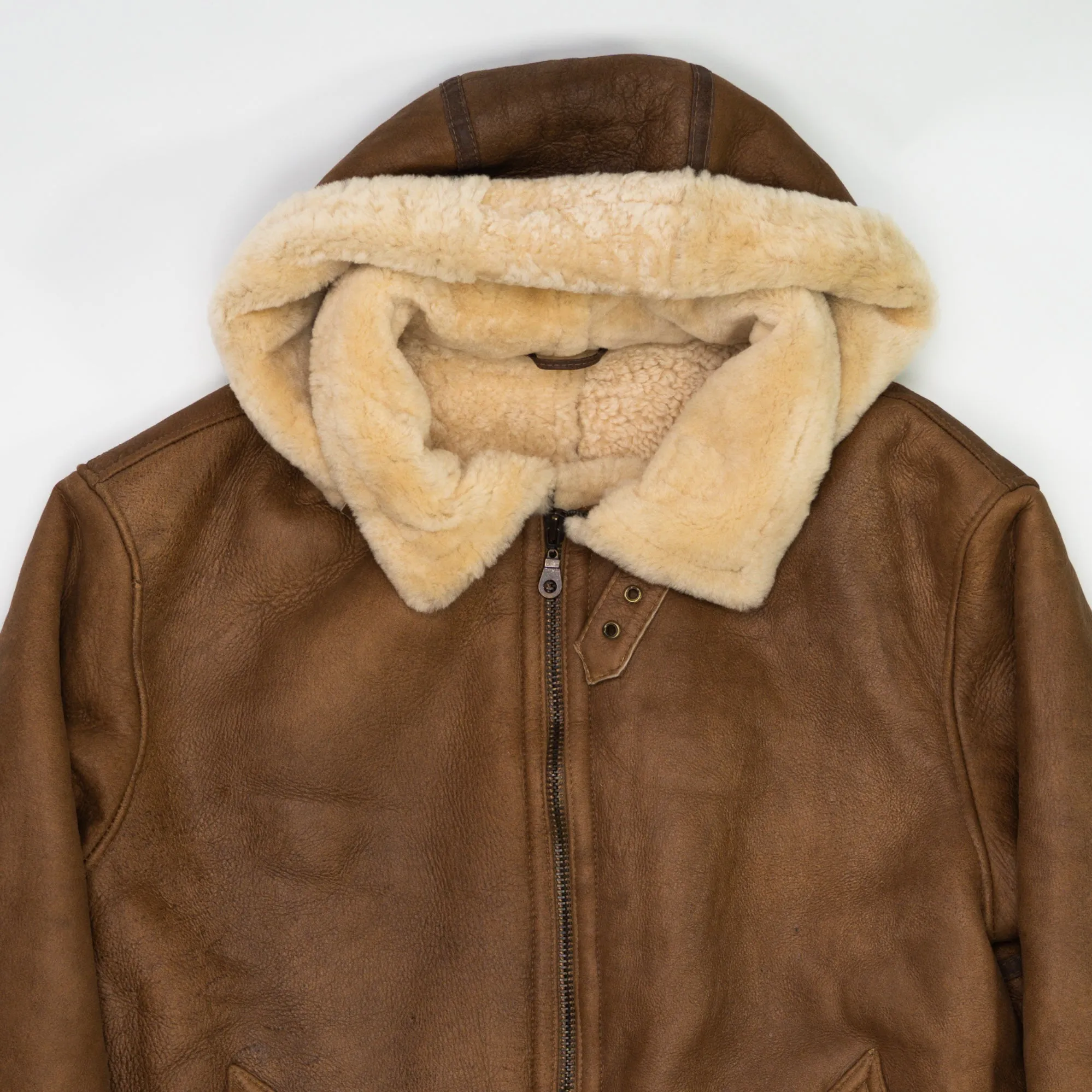 Vintage 90s Bod & Christensen Seude Leather Sherpa Pilot Jacket  (L/XL)