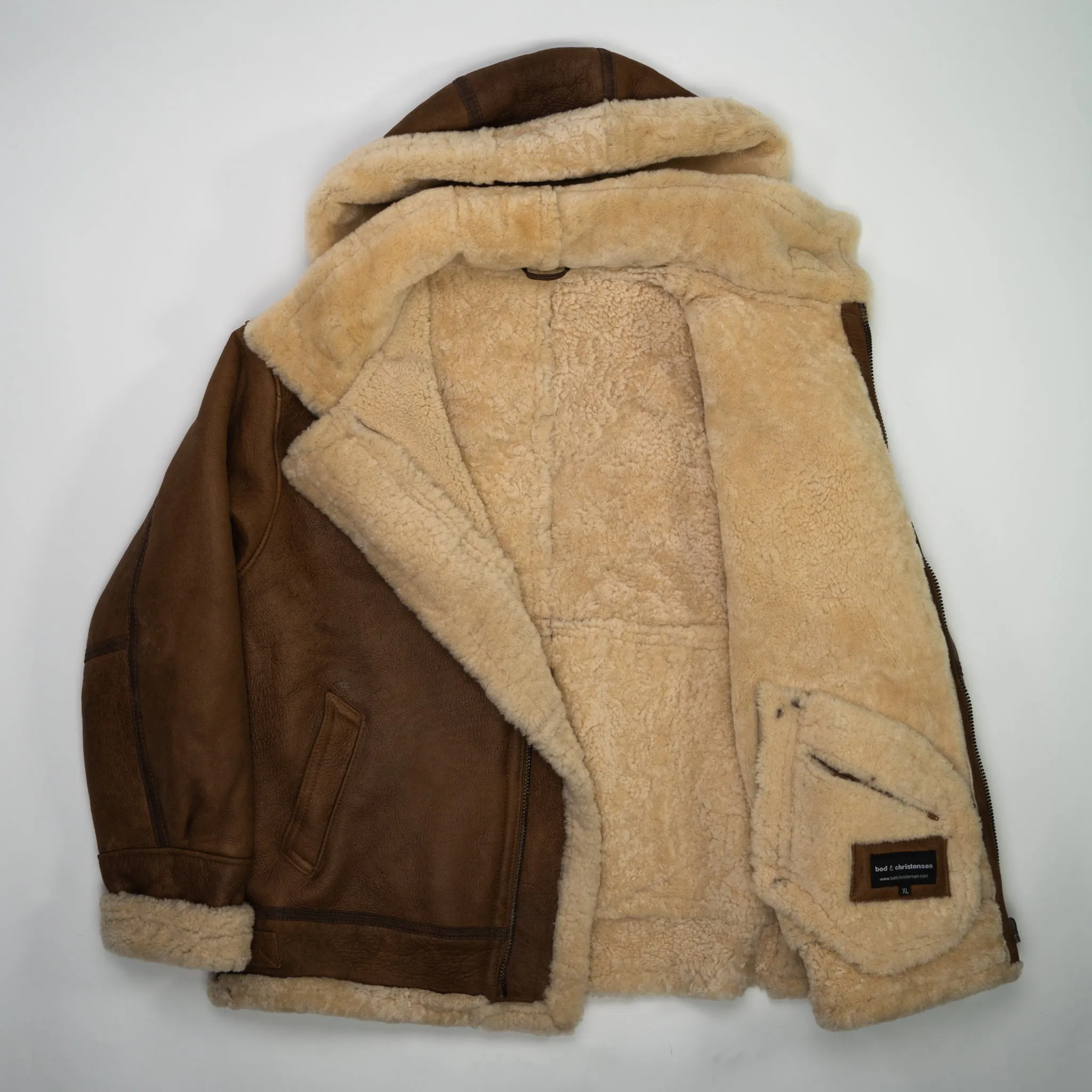 Vintage 90s Bod & Christensen Seude Leather Sherpa Pilot Jacket  (L/XL)