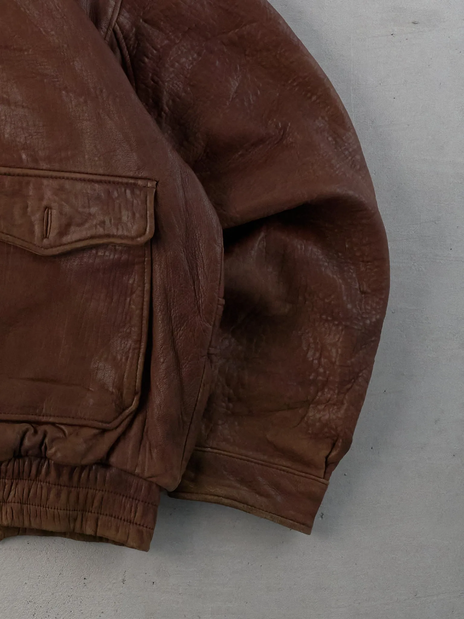 Vintage 90s Brown Danier Collared Sherpa Flight Leather Jacket (L)