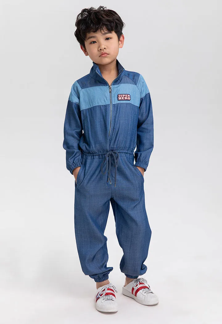 Waist Drawstring High Neck Zip Jumpsuit