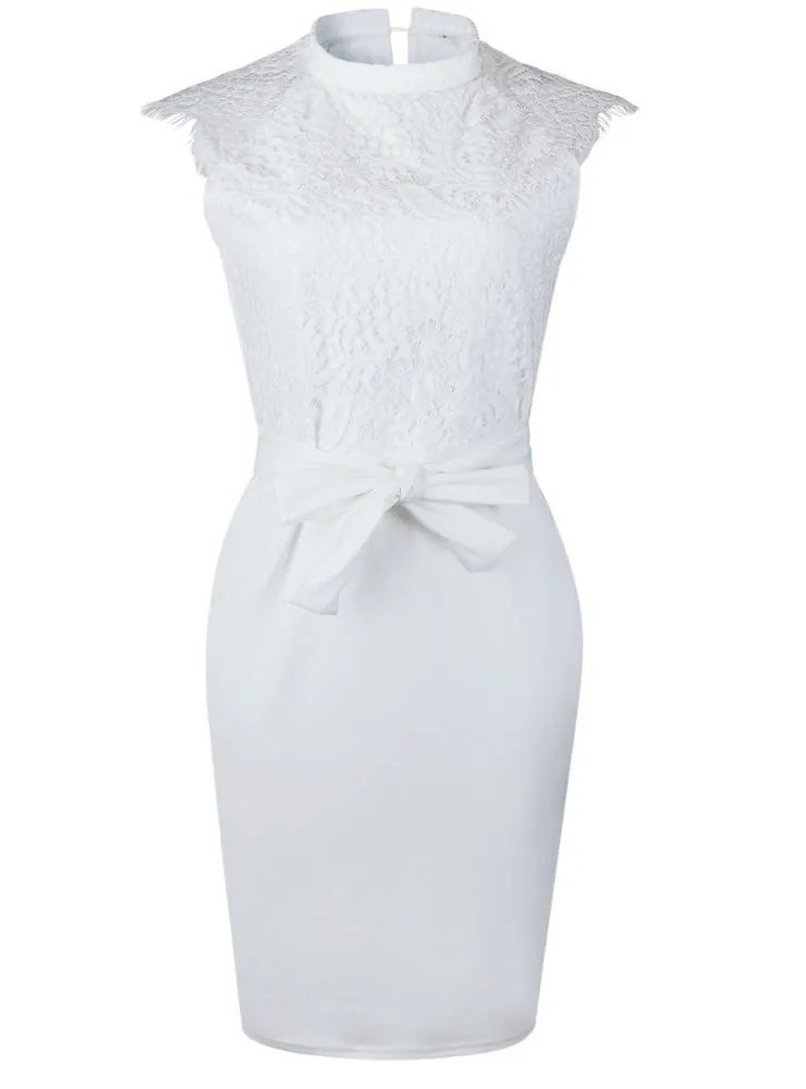 White Knee-Length Bodycon Slim Elegant Club Casual Dress