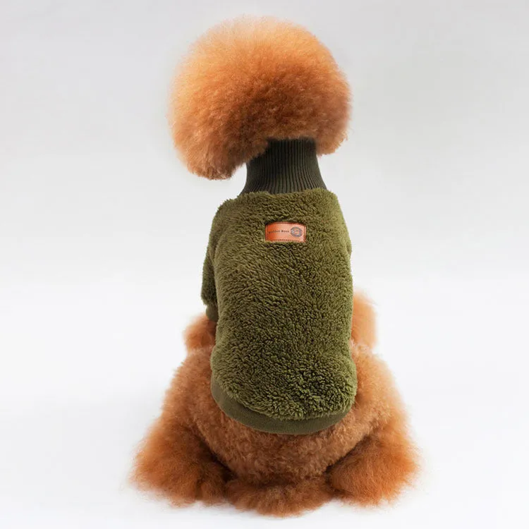 Winter New High Quality Pet Clothes Coral Fleece Solid Color Turtleneck Dog Clothes Pet Supplies