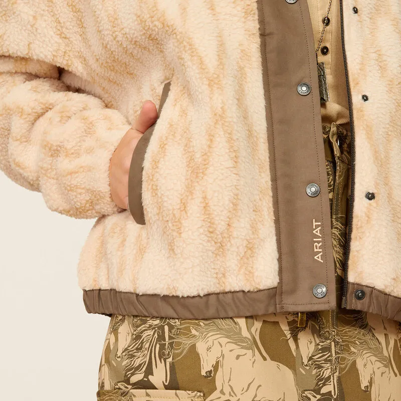 Women's Sherpa Blocked Jacket - Tonal Sand Print