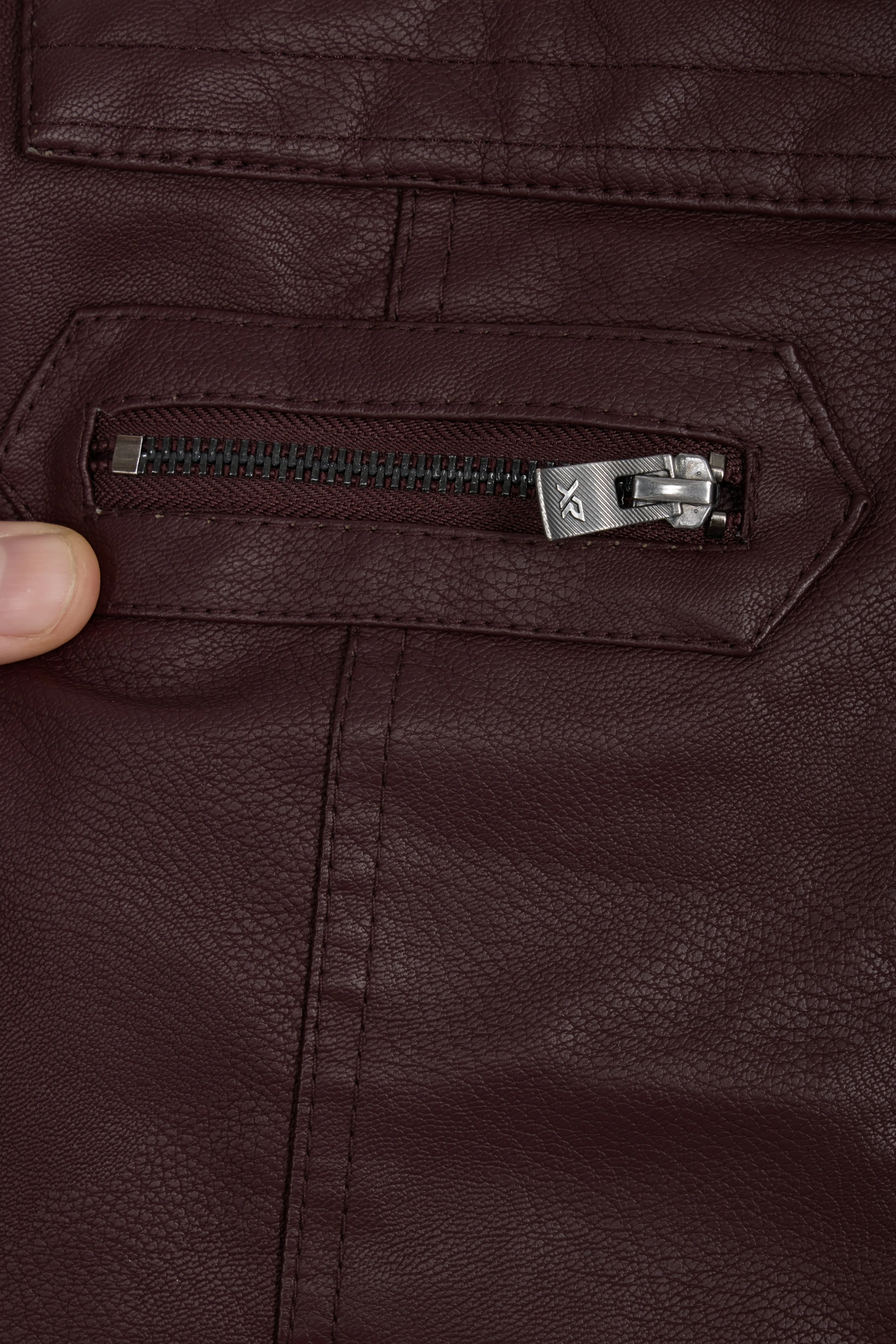 X RAY Boys Motorcycle PU Leather Jacket With Knit Hood