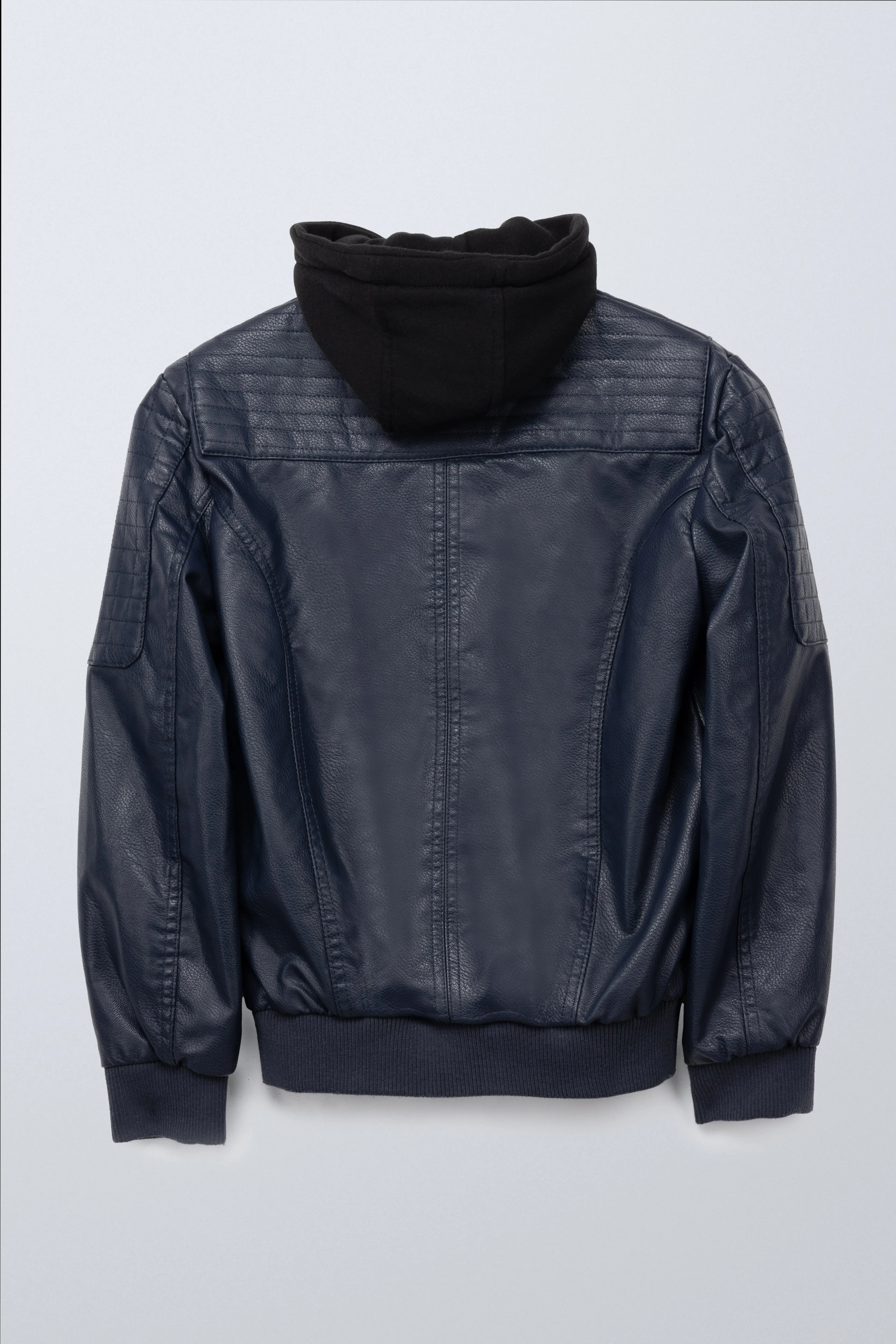 X RAY Boys Motorcycle PU Leather Jacket With Knit Hood