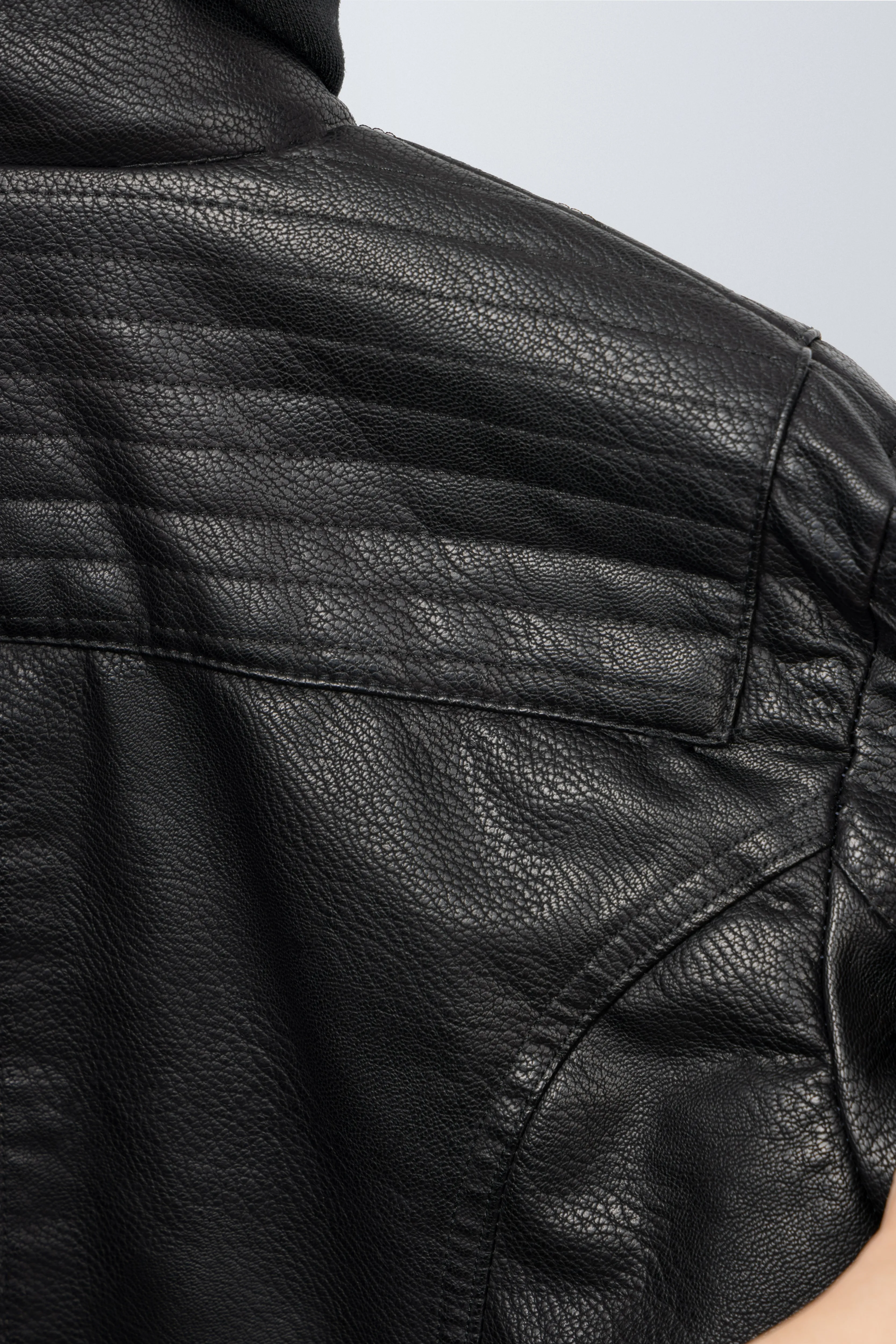 X RAY Boys Motorcycle PU Leather Jacket With Knit Hood