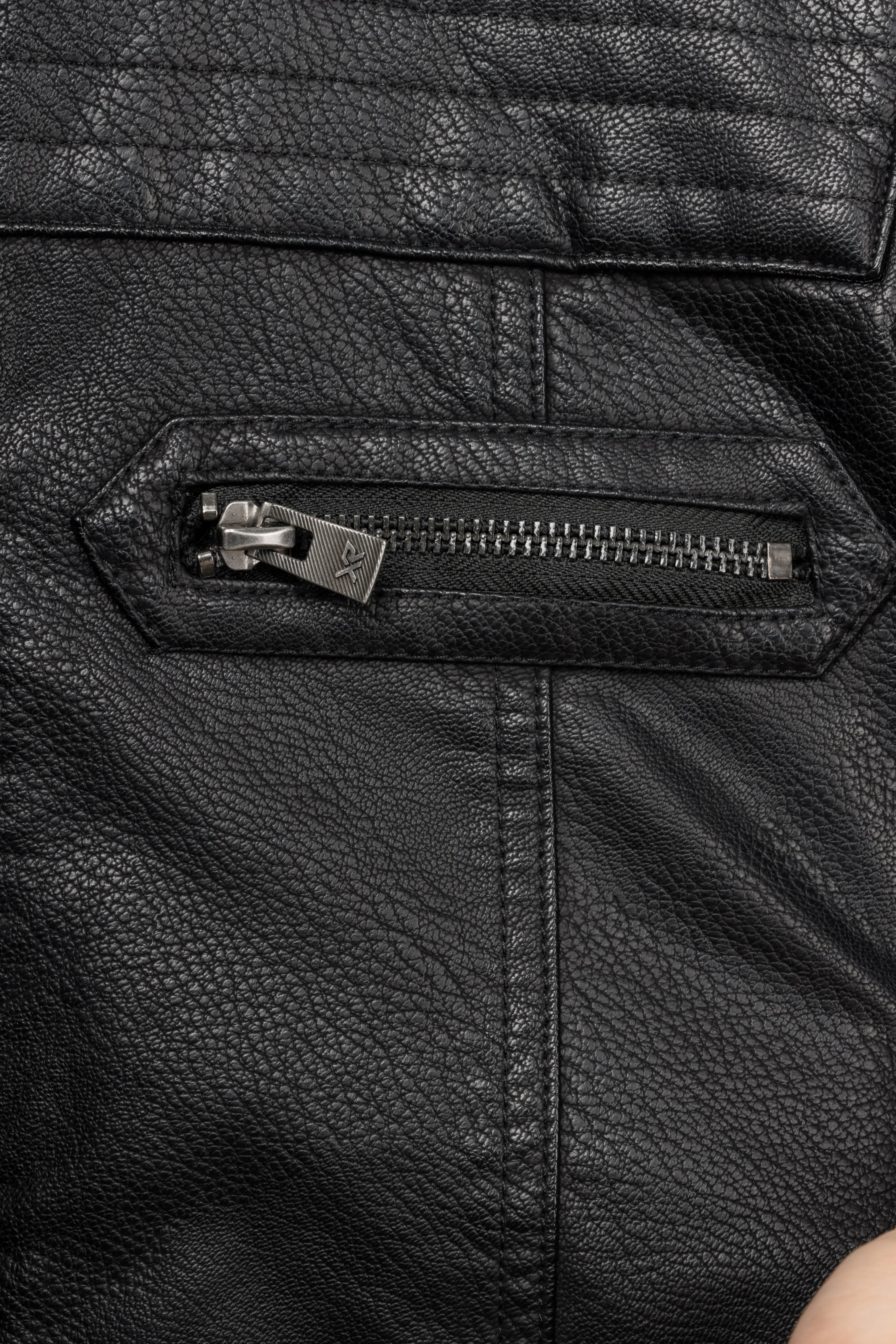 X RAY Boys Motorcycle PU Leather Jacket With Knit Hood