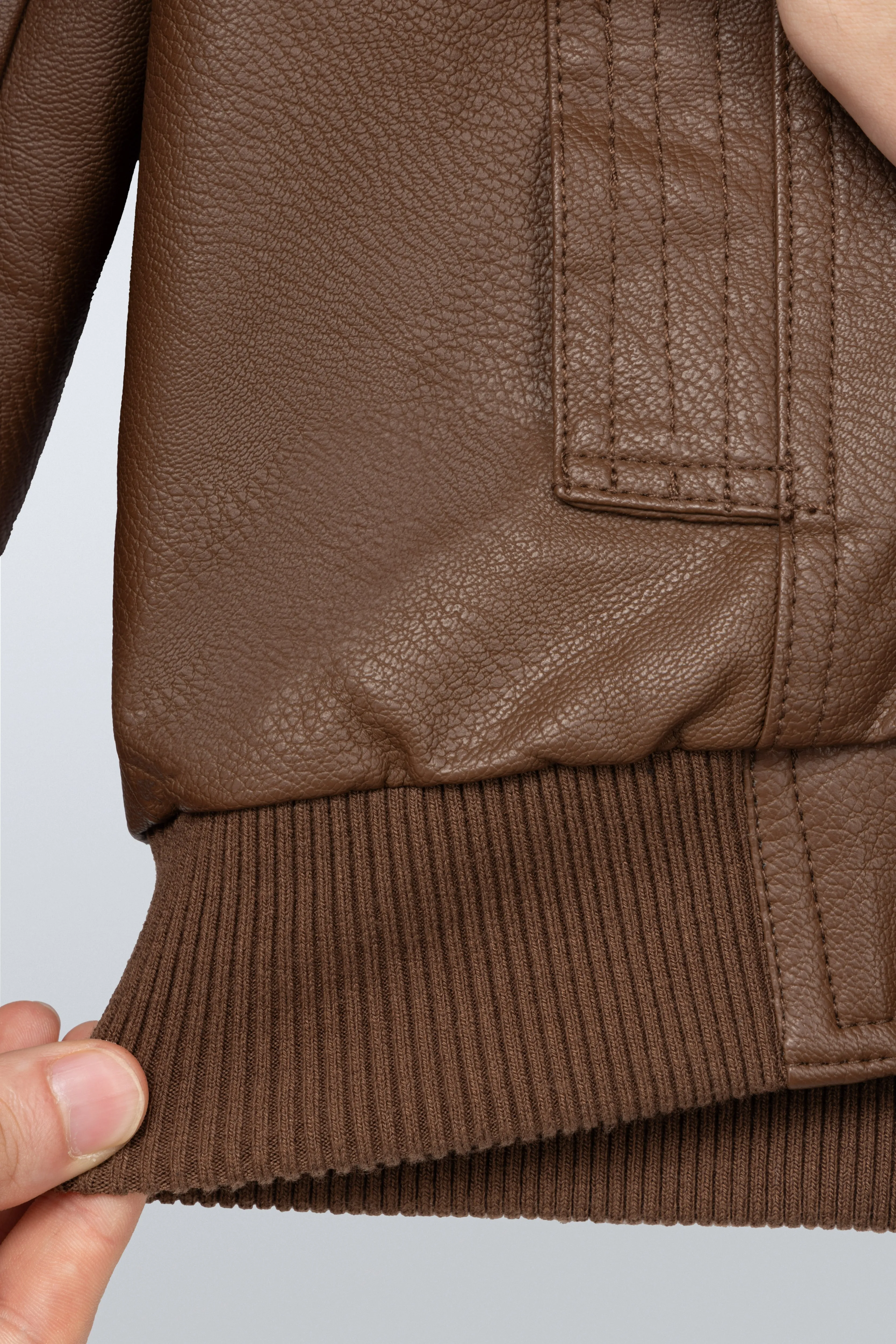 X RAY Boys Motorcycle PU Leather Jacket With Knit Hood