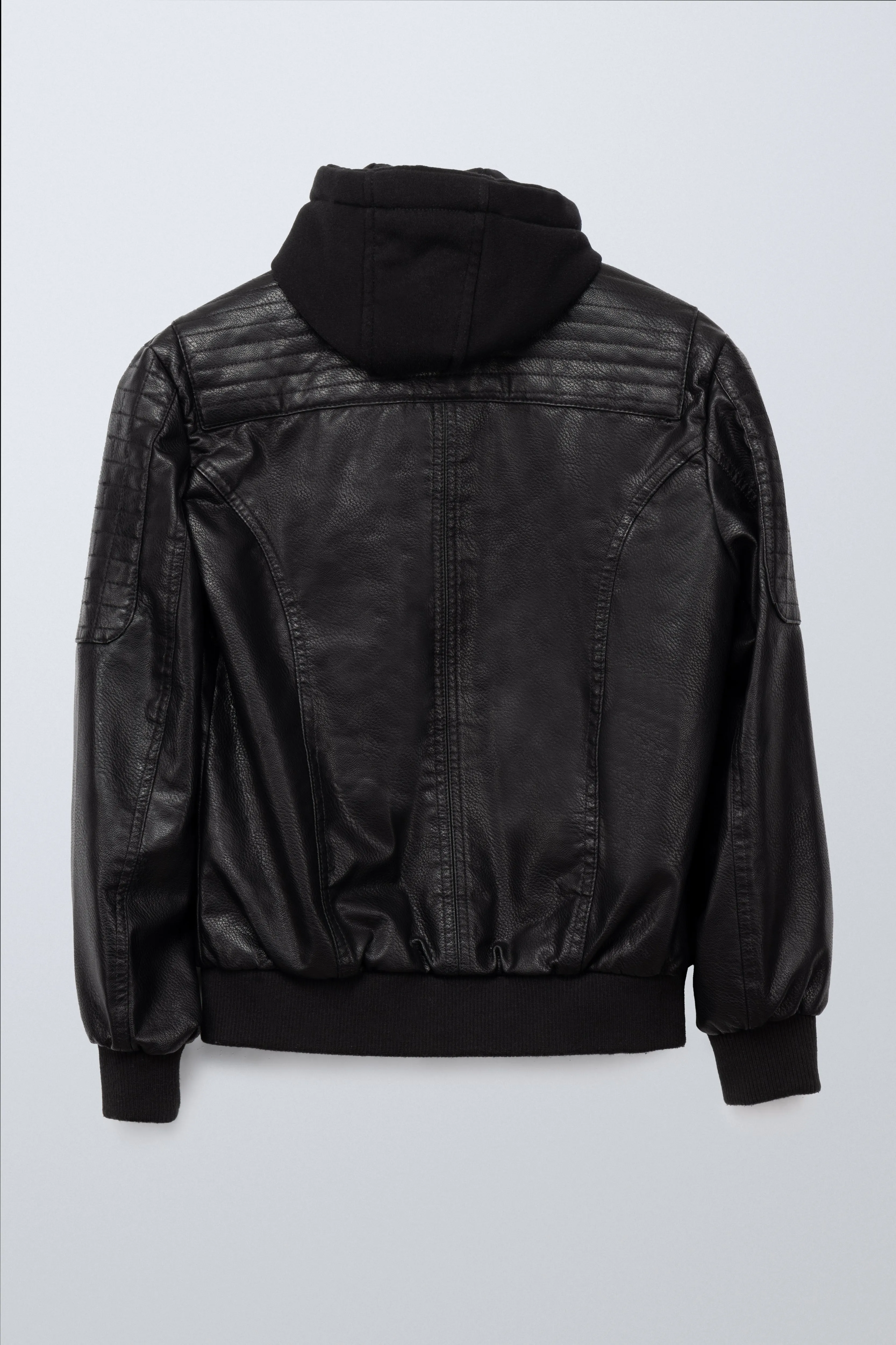 X RAY Boys Motorcycle PU Leather Jacket With Knit Hood