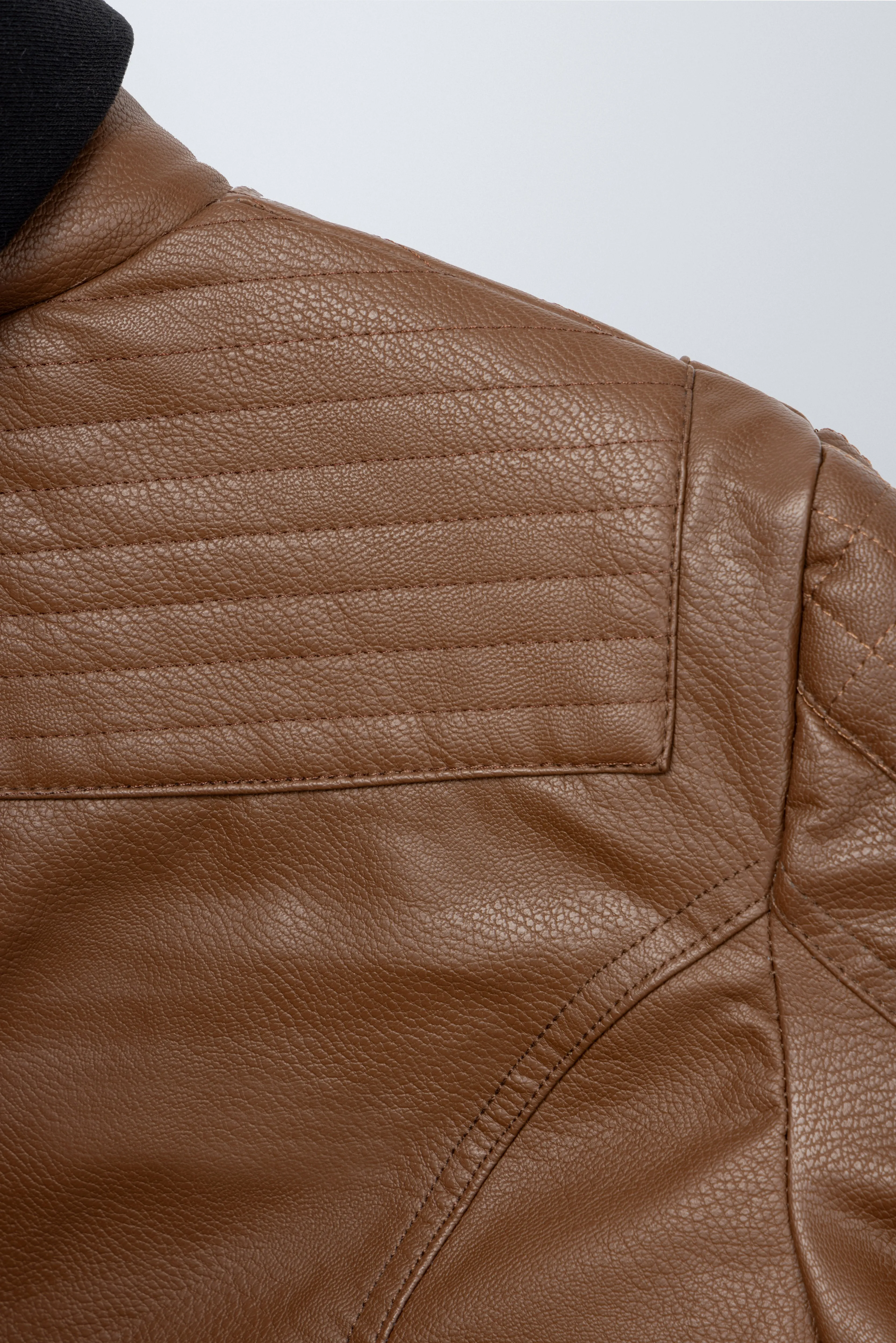 X RAY Boys Motorcycle PU Leather Jacket With Knit Hood