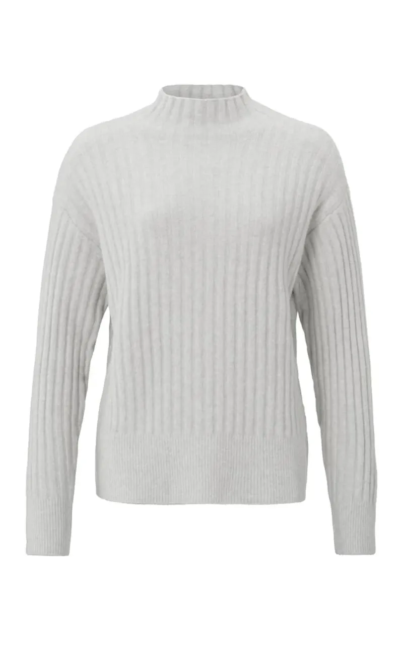 Yaya - Ribbed Turtle Neck Sweater in Moonstruck Grey