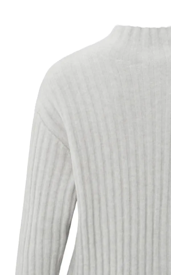Yaya - Ribbed Turtle Neck Sweater in Moonstruck Grey